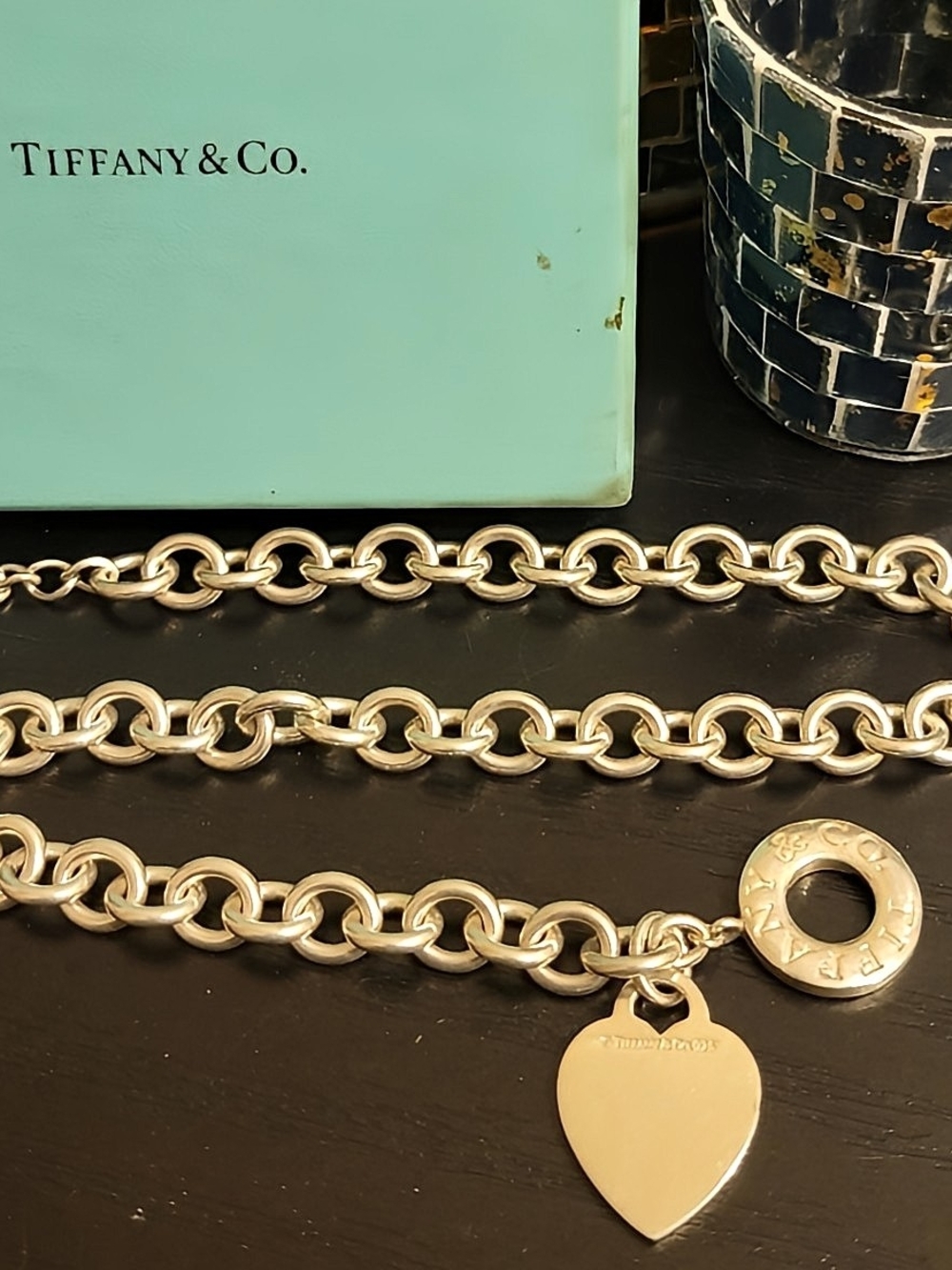 Authentic Tiffany & Co Sterling Heart Tag Toggle Necklace - 16" Y2k Classic